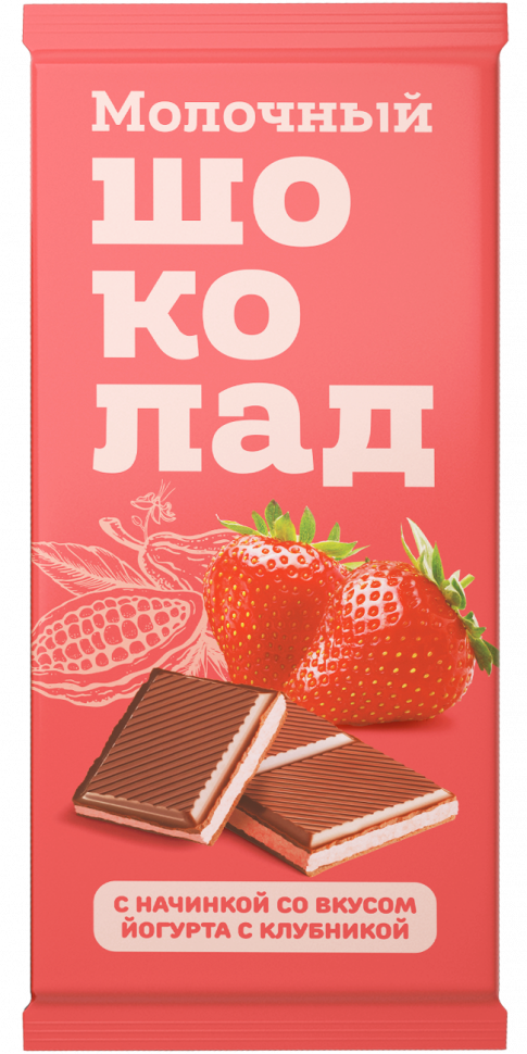  Меренга Шоколад молочный с начинкой Йогурт-Клубника,(блок 24шт по 80г)   в Донском