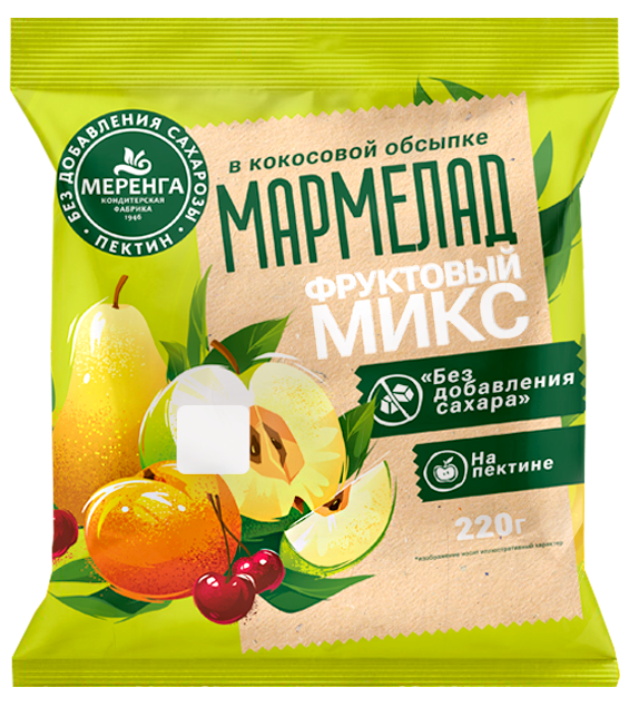  Меренга Мармелад без сахара в кокосовой обсыпке Фруктовый микс, 220г   в Донском