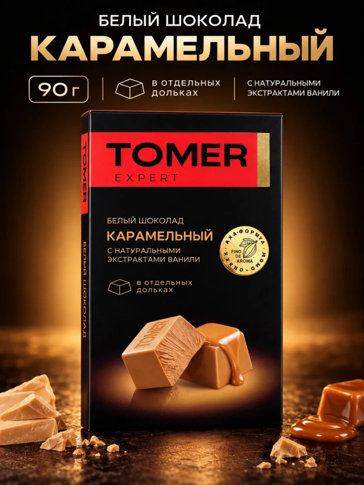  Фабрика Томер  Белый шоколад КАРАМЕЛЬНЫЙ, 90г  в Донском