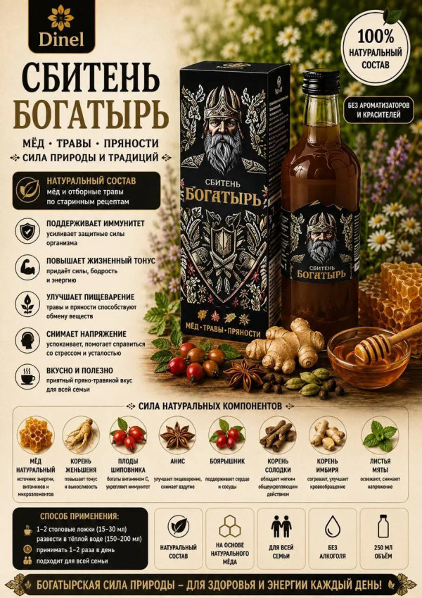 №2 Сбитень Богатырь, 250мл  в Донском