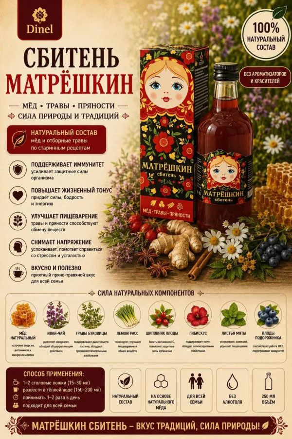 №2 Сбитень Матрёшкин, 250мл  в Донском